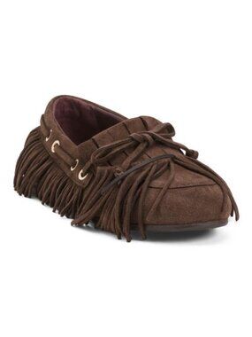 LETIZIA FERRARI Made In Italy Suede Moccasins With Fringes